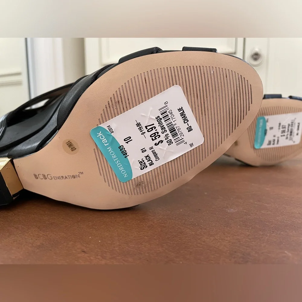 BCBGeneration Charlie heeled wedge, open peep toe shoes 10 black NWT 🎉HP x2🎉 - Picture 10 of 13